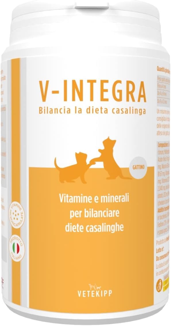 V-INTEGRA Gattino - Integratore Completo Ricco di Vitamine e Minerali, per la Dieta Casalinga del gatto cucciolo - 200g - Made in Italy