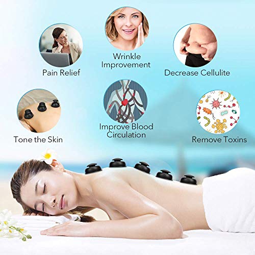 Silicone Cupping Therapy Sets Cups Massage, 12pcs Professional Vacuum Cupping Anti Cellulite Suction Cup for Facial Body Massage, Deep Tissue, Myofascial Release, Pain Relief, Muscle Relaxation(Black)