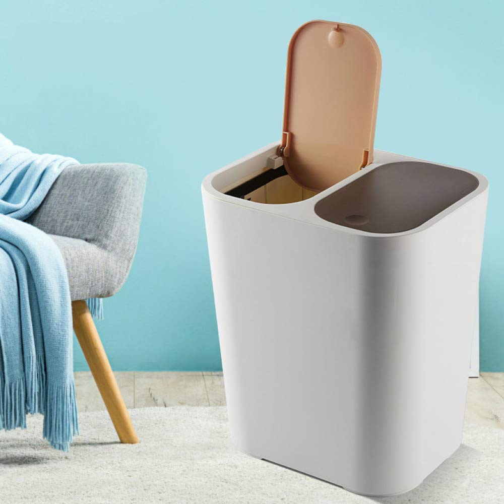 Poubelle à double bouche en plastique pour cuisine et salon
