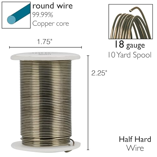 Image of The Beadsmith Wire Elements 18-Gauge Lacquered Tarnish-Resistant Copper Wire for Jewelry Making, 10 Yard, 9.14 Meter Spool (Hematite Color)