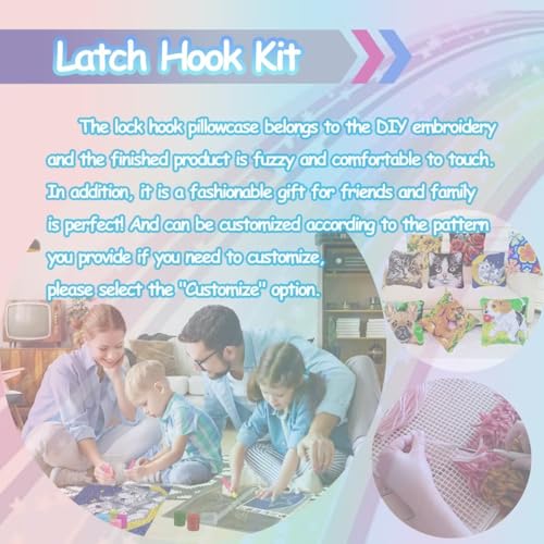 Image of bositigo Latch Hook Kits for DIY Throw Pillow Cover, Colorful Handmade Pillow Case for Home Decoration, Festival Gift 17x17inch (Flower-BZ368)