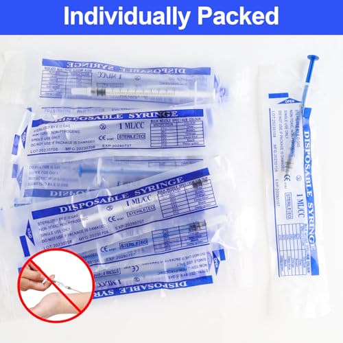 20 Stück Spritze 1 ml Spritzen Kolostrum Spritze Kolostrum Sammler Kunststoffspritzen mit Kappen Ohne Nadel für Nachfüllen und Messen von Flüssigkeiten wissenschaftliche Labors