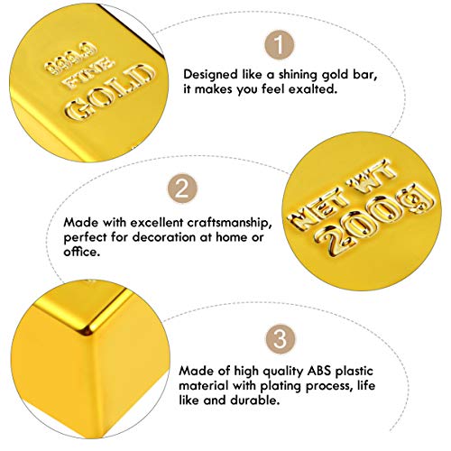 3 pçs de ouro Bullion Porta Rolha falso peso de papel Porta de porta Ouro anabela para decoração de