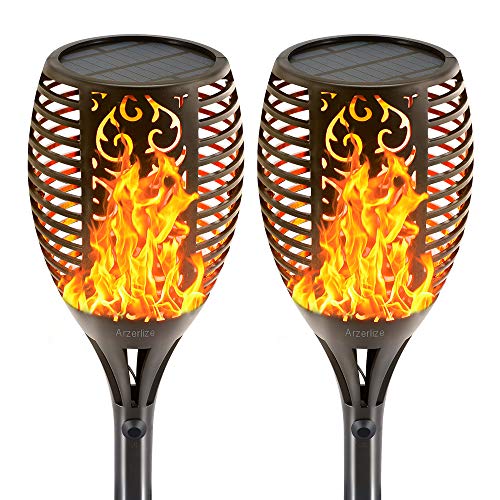 arzerlize Solar Tiki Torches with Flickering Flame, Artistic Easter Yard Art Garden Solar