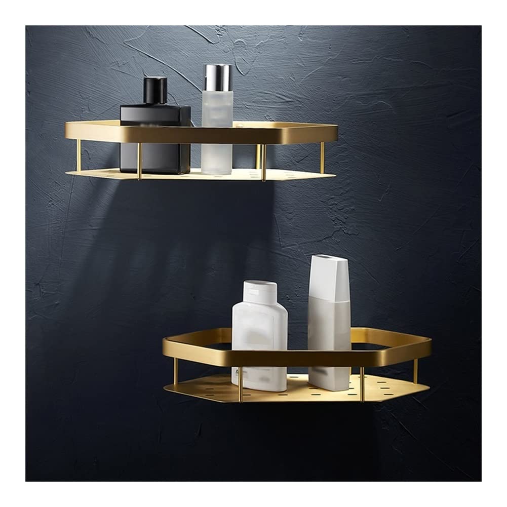 Shower Caddy 2021 Bathroom Shelves Gold Solid Brass Shower Corner Shelf Wall Mount Shampoo Storage Shelf Rack Bathroom