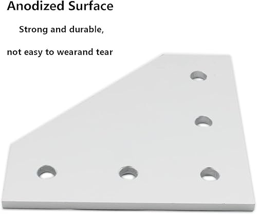 Miniatura 4 de TTZEZE Surface - 4 placas de articulación, oxidación anódica plateada en forma de L, placa de soporte de esquina de 5 agujeros para exteriores,