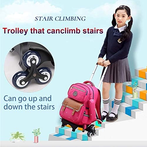 PROTAURI Wheeled Foldable Trolley Aluminium Alloy Hand Cart for School Bags/Luggage/Backpack,6 Wheels Blue