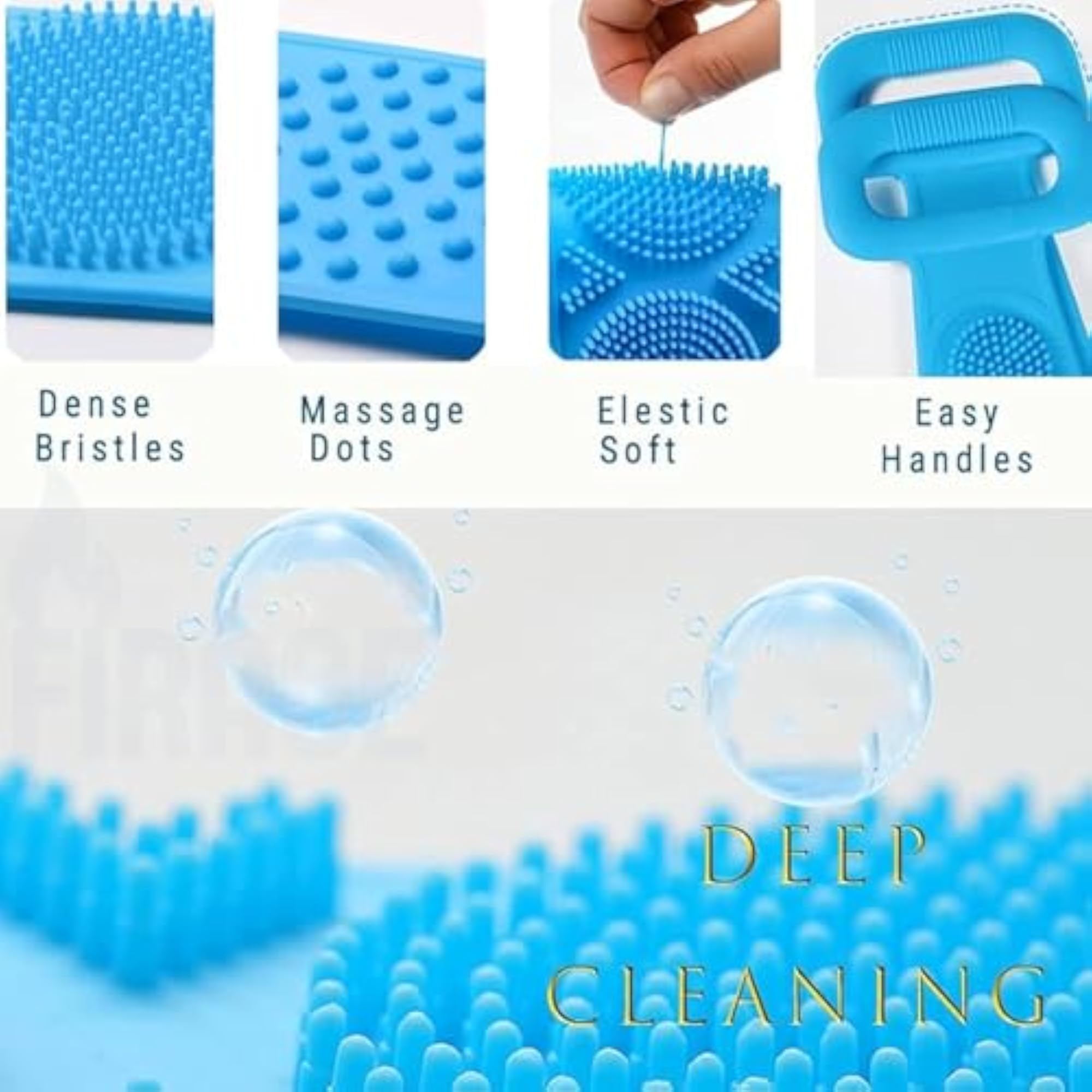 Silicone Back Scrubber with Massage Nodes for Deep Cleansing