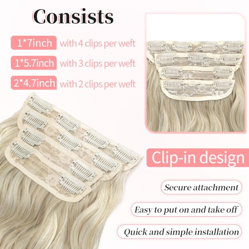 Image of KooKaStyle Wavy Thick Hair Extensions 20 inch Bleach Blonde mix Light Blonde