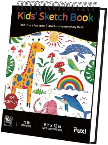Sketch Book for Kids, 9" x 12" Kid Sketchbook, 100 Sheets (73lb/120gsm) Drawing Paper for Kids, Spiral Sketch Pad for Kid, Easter Basket Stuffers.