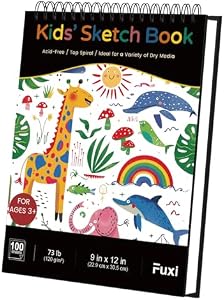 Sketch Book for Kids, 9" x 12" Kid Sketchbook, 100 Sheets (73lb/120gsm) Drawing Paper for Kids, Spiral Sketch Pad for Kid, Easter Basket Stuffers.