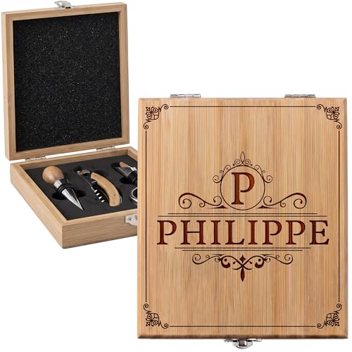 Coffret sommelier personnalisé - Coffret personnalisable pour le vin - Prénom gravé -...