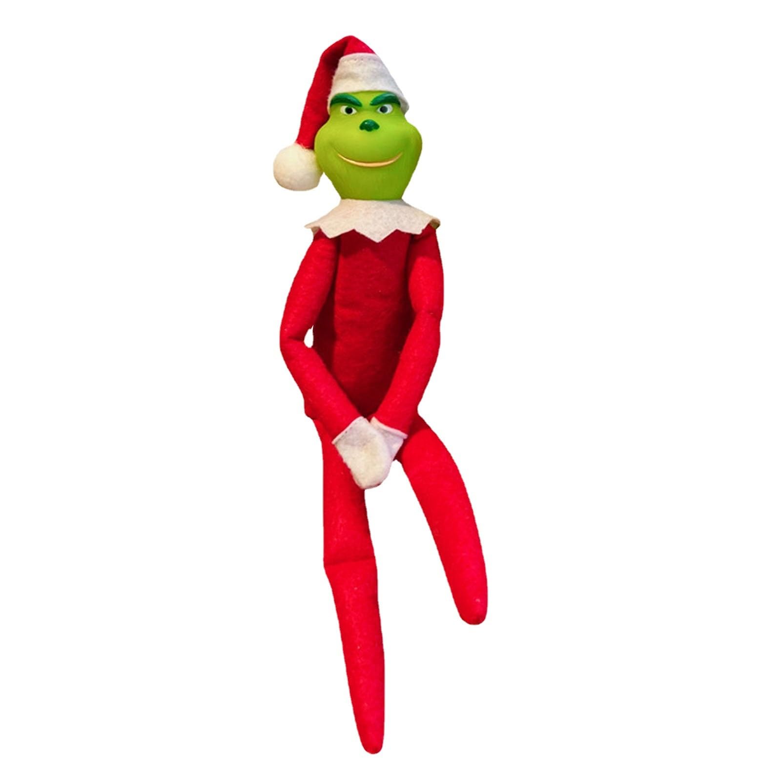 QuaHomChristmas Grinch Elf Plush, 30cm Grinch Doll Christmas Suffed Plush Toy Christmas Green Doll Monster Elf Stuff Figures Decorations Christmas Tree Decoration Pendant Gift (Red (Latex))