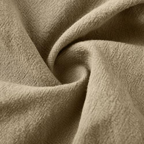 Womens Straight Leg Linen Trousers Summer Elasticated Waist Trousers Wide Leg Lightweight with Drawstring Pockets Casual Loose Breathable Palazzo Pants Beach Bottoms for Holiday Beige - Image 3