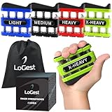 Finger Strengthener - Finger Exerciser for Forearm and Hand Strengthener - Hand Grip Workout Equipment for Musician, Rock Climbing and Therapy (4 Pack - Blue Black Red Green)