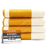 Premium Kitchen Bread Towels by Carlo Lamperti Italy 23x17 (4 Pack) Bread Proofing and Serving Towels for Homemade Bread - Machine Washable Recycled Cotton Poly Durable with Hanging Loop Gold