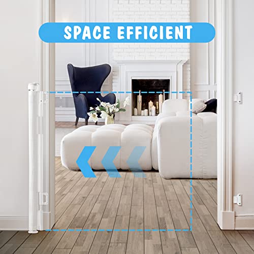 Cumbor Retractable Baby Gates For Stairs, Mesh Pet Gate 33" Tall, Extends To 55" Wide, Extra Wide Dog Gate For The House, Long Child Safety Gates For Doorways, Hallways, Cat Gate Indoor/Outdoor(White) #TOP3