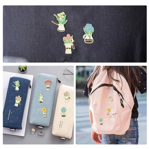 Image of Airssory Mixed Styles Bee Flower Tarot Ribbon Travel Theme Alloy Brooches Pins for DIY Clothes Backpack Hats Jackets Craft
