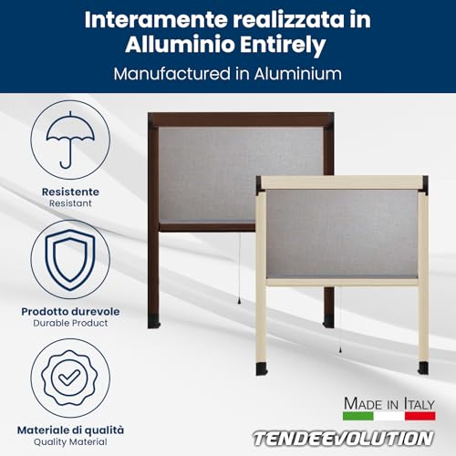 Tendeevolution Zanzariera A Rullo Su Misura In Alluminio, Personalizzabile In Diversi Colori. Zanzariera Finestra O Porta Finestra Scorrevole Verticale Con Spazzolini Antivento E Rete Antisfondamento - 6