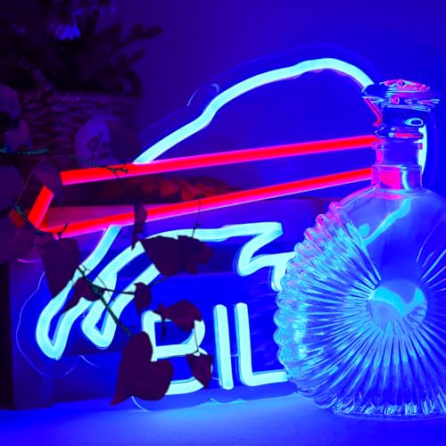 JFLLamp Buffalo Football Neon Signs for Wall Decor Neon Lights for Business Led Signs Suitable for Man Cave Restaurant Office Bar Pub Led Art 5V Power Adapter