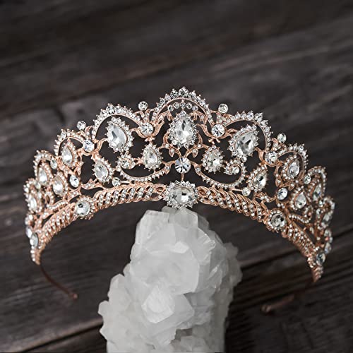 Sweetv Rose Gold Wedding Tiaras And Crowns For Women, Rhinestone Queen Tiara Headpieces For Women Crystal Hair Accessories #TOP4
