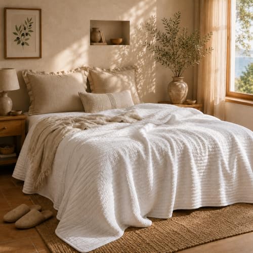 HaraDeco Cubrecama Blanco Reversible 250x260