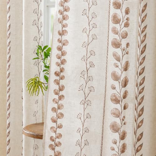 Chorowl Boho Farmhouse Linen Curtains 84 Inch for Living Room