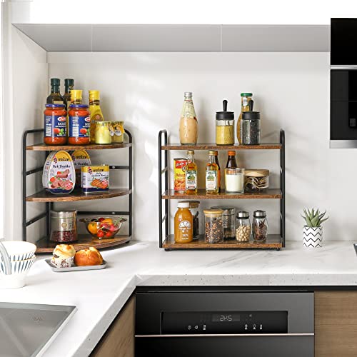 IBUYKE Estantería Esquinera, Organizador Especias de Cocina, Estante de Baño, Especiero con 3 Niveles para Espacios Pequeños,Altura Ajustable,para Cocina, Escritorio,Barra de Café,Marrón,TWJ002H - imagen 7