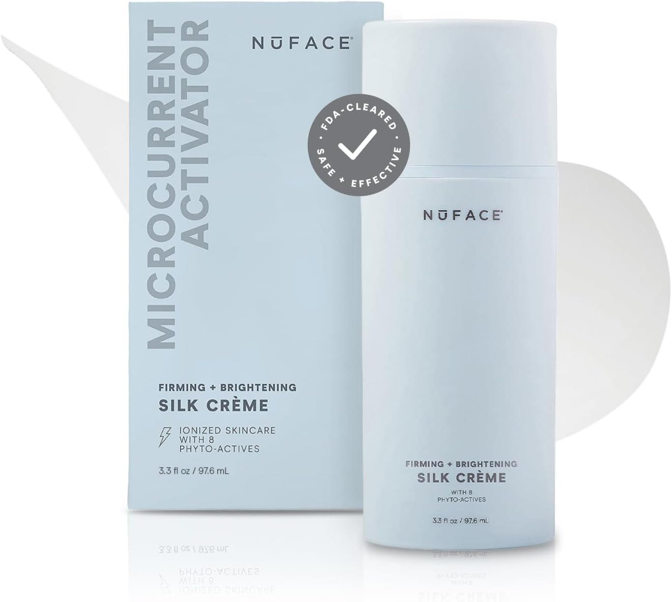 NuFACE Silk Creme Activator - Brightening & Firming Conductive Serum for Microcurrent - Powered by IonPlex, 8-Phyto Actives & Hyaluronic Acid to Enhance Microcurrent Facial Device Results (3.3 oz)