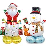 ESJNNK クリスマス 飾り 2個 大型 風船 クリスマス バルーン 飾り付け Happy Christmas 装飾 学園祭 文化祭 玄関 お店 雰囲気 パーティー ホームパーティー イベント デコレーション 小道具 デコレーション用小物 (サンタクロース + 雪だるま)