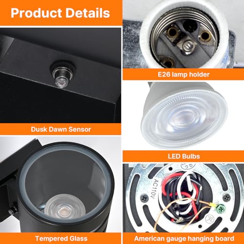 futxnziey Dusk to Dawn Wall Light 2 Pack, Modern Outdoor Wall Lights with LED Bulbs, Cylinder Black Porch Light Fixture Wall Mount, Up and Down Lighting Outdoor Wall Sconce for House Porch Door by futxnziey - Image 6