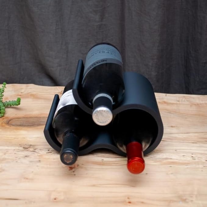 Soporte para Botellas Negro de 3 Botellas, Estante de Vino para Encimera miniatura 3