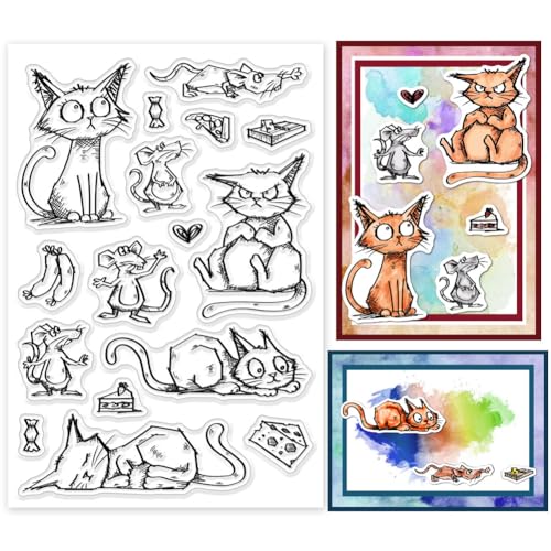 GLOBLELAND Katzen und Mäuse Ablösbare Stempel