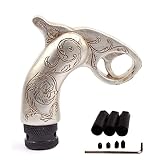 SMKJ Silver Gun Shape Shift Knob Resin Gear Stick Shifter Knob Manual Automatic Shift Lever Fit for Most Transmission Vehicles