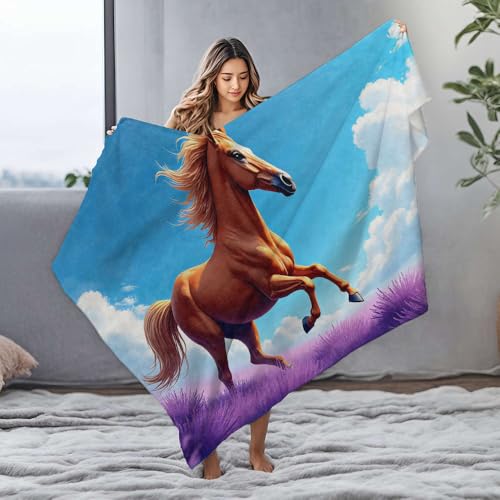 Couverture en flanelle cheval galopant lavande plaid imprimé de 150 x 200 cm