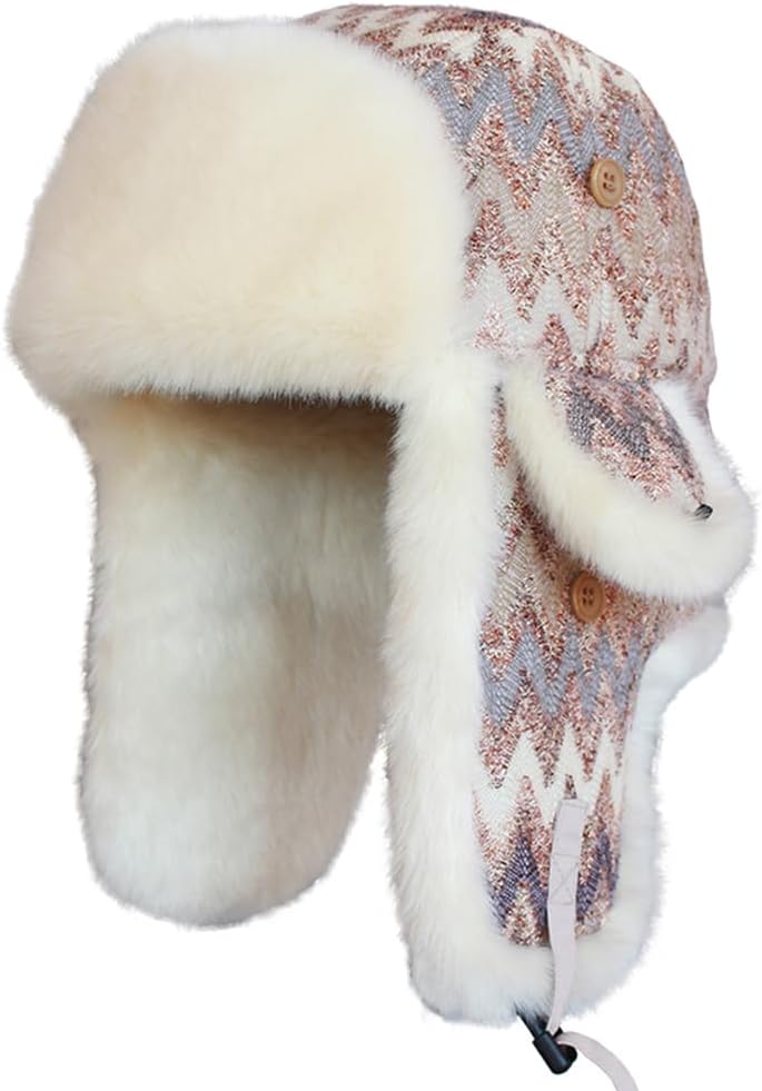Winter Trapper Hat for Men Women, Russian Ushanka Hat, Head Forehead Ears All-Round Protection, High Fluff Density