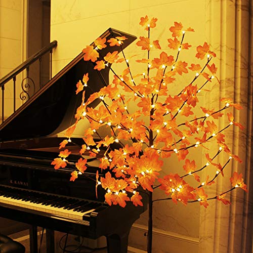 Twinkle Star Lighted Maple Tree, 6 Feet 120 Led Artificial Tree With Lights For Thanksgiving Harvest Fall Festival Home Party Decoration #TOP2