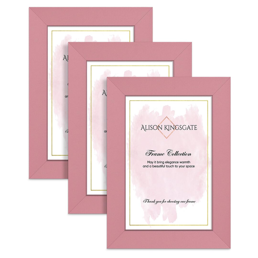 Alison Kingsgate 12X8 Pink Modern Photo Frames Pack of 3 - Engineered Wood Picture Frame with Perspex Front - Ideal for Certificates - Wall Mount or Tabletop - Multiple Sizes & Colors — image 1
