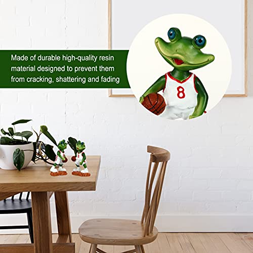 Vicasky Outdoors Gifts 2Pcs Resin Frogs Figurines Basketball Player Couple Statue Desktop Sculpture Ornament Micro Garden Decor For Valentine Sports Lover Gift Outdoor Decor #TOP1