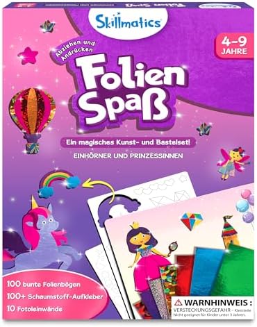 Skillmatics Kunst & Bastelaktivität- Folienspaß Einhörner und Prinzessinnen | Schmutzfreie Kunst für Kinder, Bastelsets, DIY-Aktivität, Geschenke für 4 bis 9 Jahre