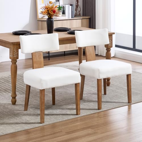 KHISCHMO 2er Set Esszimmerstühle Leinen Gepolsterter Sitzstühle aus Holz für Wohnzimmer Schlafzimmer Seitenstühle Polsterstuhl Küchenstühle Ohne Armlehne, Weiß KHISCHMO 2er Set Esszimmerstühle Leinen Gepolsterter Sitzstühle aus Holz für Wohnzimmer Schlafzimmer Seitenstühle Polsterstuhl Küchenstühle Ohne Armlehne, Weiß