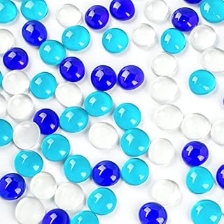 VGOODALL Assorted Glass Pebbles, 420PCS Mixed Colours Flat Stones Aquarium Marbles Vase Filler Beads Table Scatter Gems