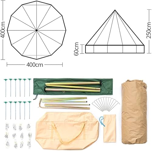 Miniatura 8 de AyfeS Tienda de campaña de pirámide para yurtas, tienda de campaña familiar al aire libre con agujero para estufa, tienda de campaña piramidal Tipi