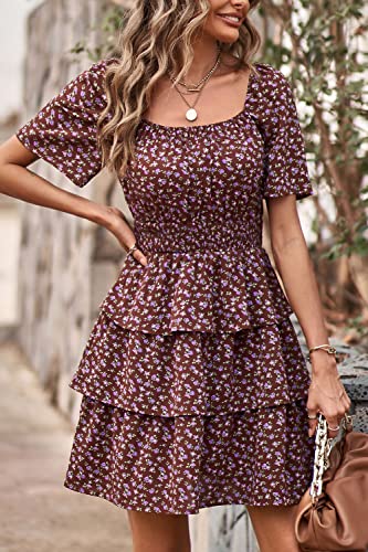 Image of PRETTYGARDEN Women's Summer Floral Ruffle Short Dress