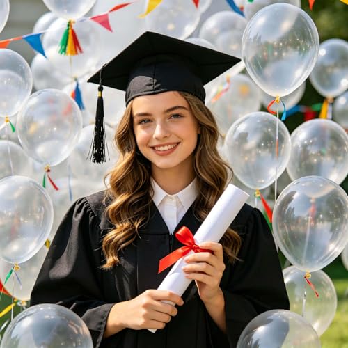 Image of Clear Balloons 110Pcs, 5 Inch Small Latex Party Balloons, Mini Thick Clear Birthday Balloons for Birthday Wedding Baby Showe Decorations.