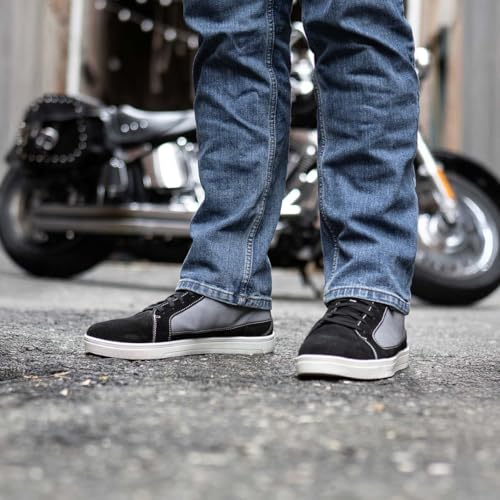 Milwaukee Leather MBM9112 Tênis masculino de camurça preta com lona cinza reforçada casual para equi