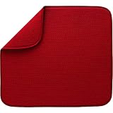 Dish Mat Absorbent, Reversible, Microfiber,Dish Drying Mat for Kitchen,Machine Washable Farmhouse Di