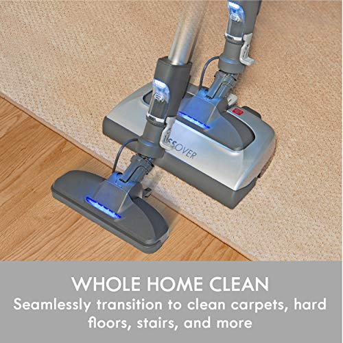Image of Kenmore Elite 21814 Pet Friendly CrossOver Lightweight Bagged HEPA Canister Vacuum with Pet PowerMate, Extended Telescoping Wand, Retractable Cord, 2 Floor Nozzles, and 4 Cleaning Tools-Silver /Gray