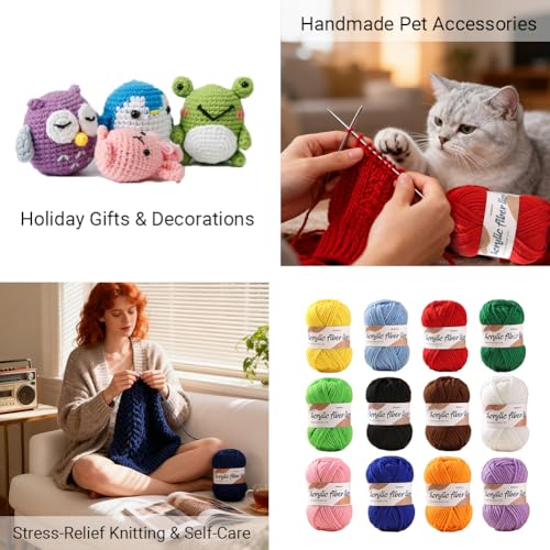 12 x 25g Crochet Yarn Acrylic Yarn Knitting Wool, Yarns Kits Crochet Wool for Beginners Adults Knitting, Multi-Color - Image 6