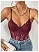 Milumia Women's Sexy Sheer Mesh Lace Bodysuit Spaghetti Strap Bustier Corset Tops Rave Party Club Burgundy Medium